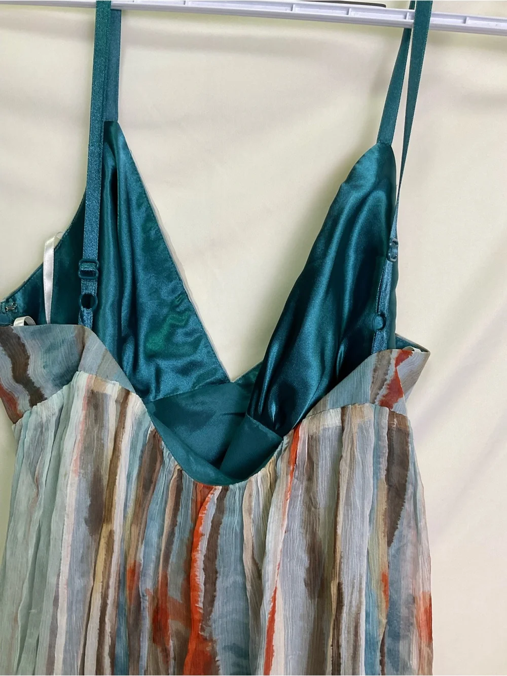 Laundry by Design Striped Spaghetti‑Strap Maxi in Teal, Rust, and Cream